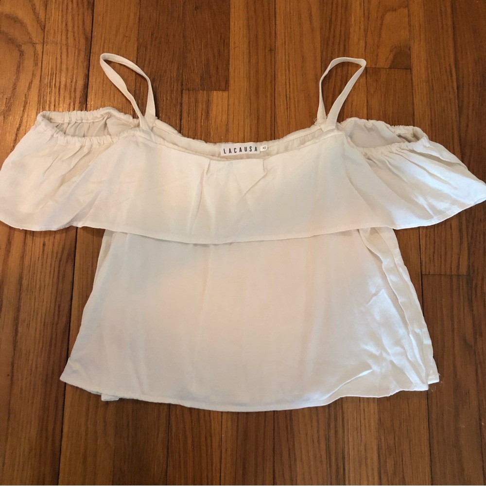 Anthropologie off the shoulder silk top